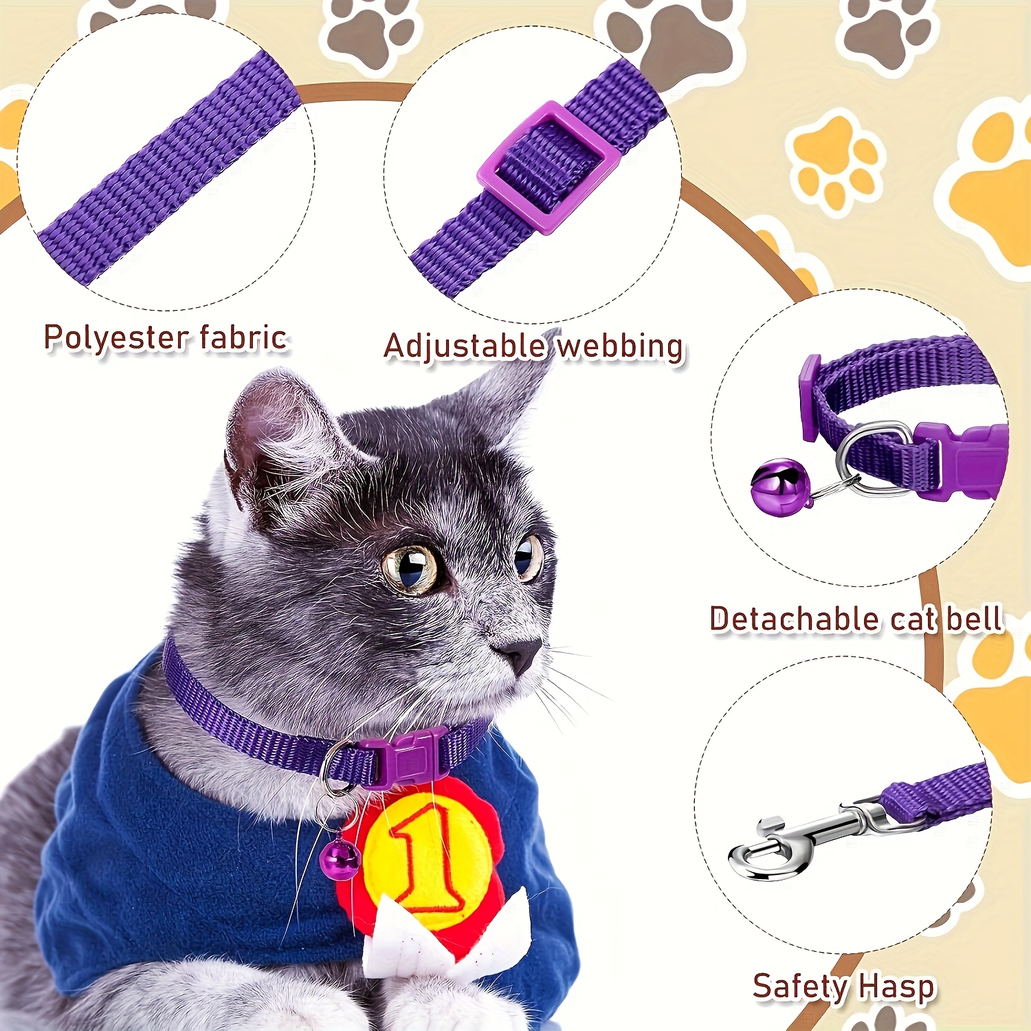 10-Pack Adjustable Dog Collar and Leash Set, Multicolor