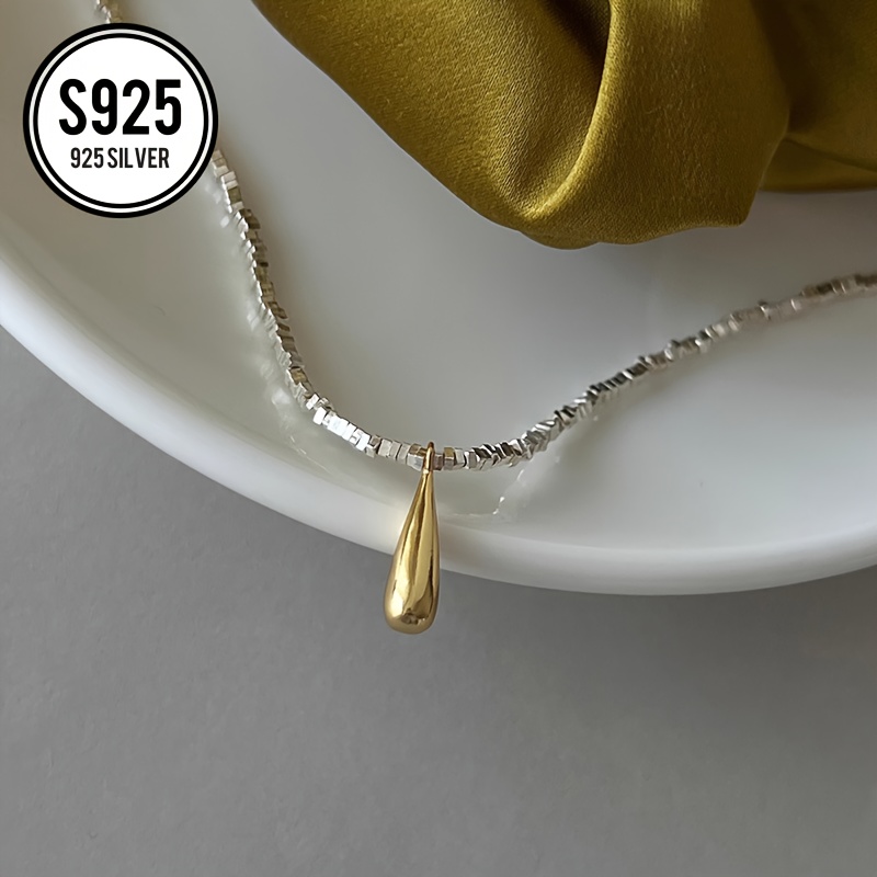 

925 Silvery Water Drop Pendant - Hypoallergenic, - Beaded Clavicle For - For & , Includes -tarnish Storage Box