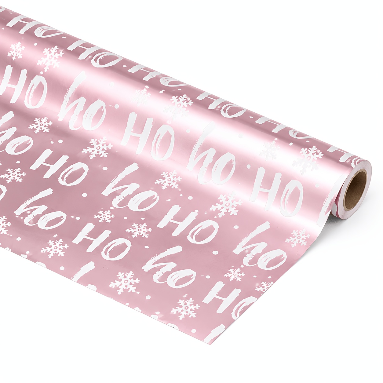 Roze kerstinpakpapier Ho sneeuwvlok cadeaupapier voor feestdagcadeaus geschenkdoos feest DIY-decoratie: retailer-supplied image