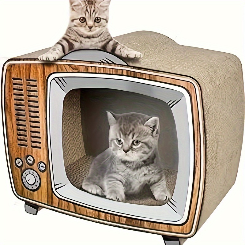 

Fluffydream Tv Cat Scratcher Cardboard Lounge Bed, Cat Scratching Board, Durable Board Pads Prevents Furniture Damage