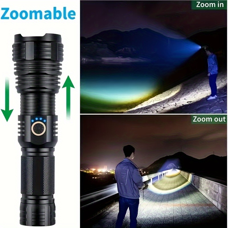 

Led Flashlights, High Powered Super Bright Tactical Flashlight, Rechargeable, 5 Modes Zoomable Waterproof Flash Lights For Emergency, Outdoor, Home, Camping, Hiking