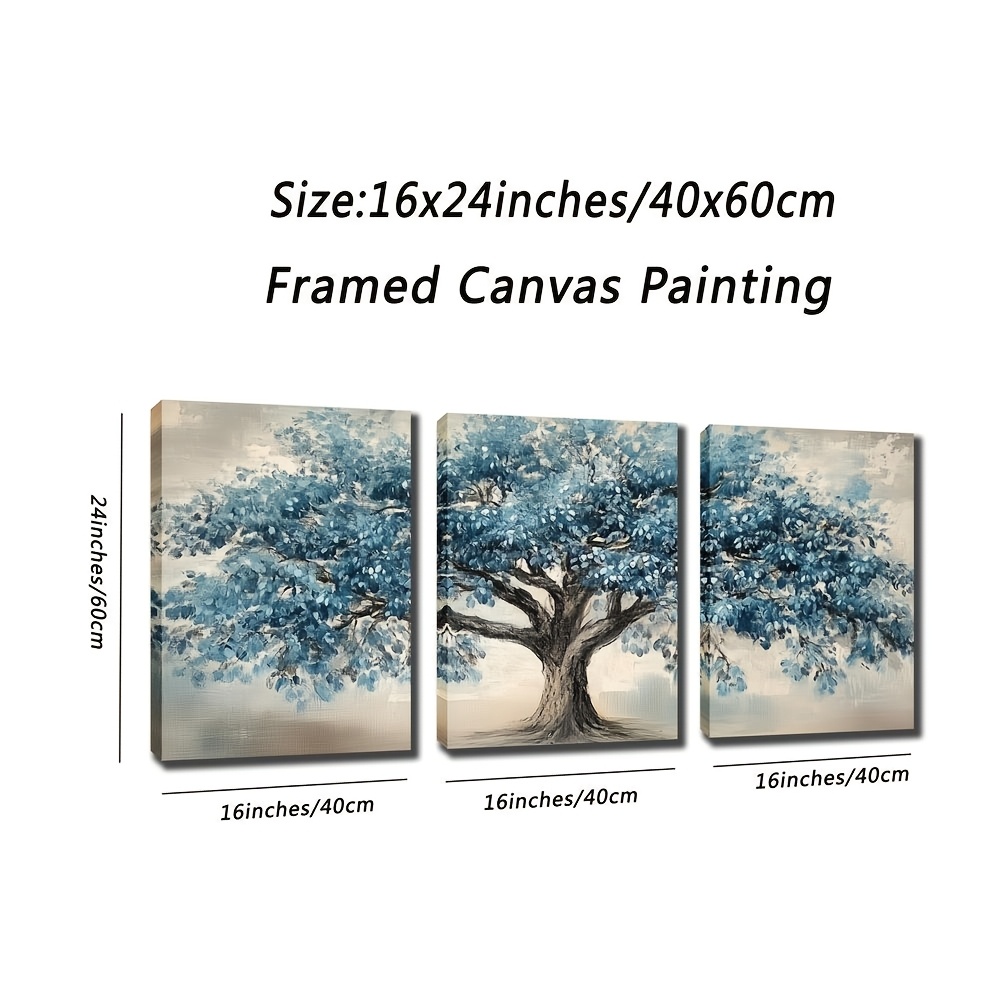 TEMU Abstract Monochrome Canvas Art Print With Wooden Frame, Realistic Plant Decorative Painting For Living Room And Office, 12x16 Inches And 16x24