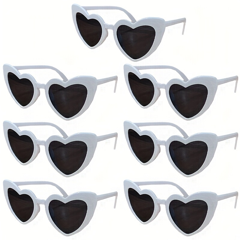 

7pcs, Bachelorette Party Heart Sunglasses White Pink Heart Glasses Wedding & Bridal Shower Decor, Team Bride To Be Photo Props, Cute Aesthetic Accessories Birthday Party Supplies Mother's Day Gifts
