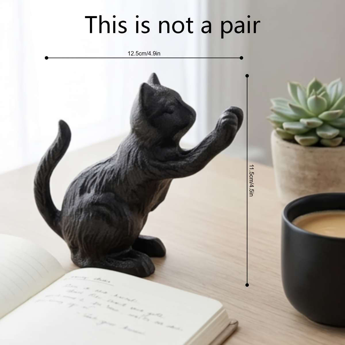 TEMU 1 Vintage Black Cast Bookend, Suitable For Bookshelves, Heavy-duty Book Stopper, Home Office And Library Decoration, Kitten Bookshelf, Gift For