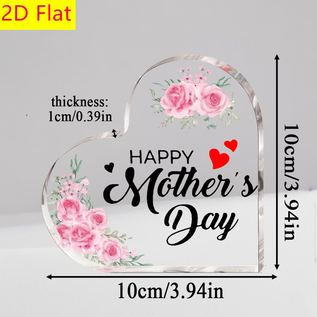 TEMU 2d Flat, 2d Flat Acrylic Heart-shaped "happy " Keepsake Plaque - Contemporary Tabletop Sign Suitable For Desk Display, Ideal Gift For Mom From Daughter Or Son, 2d Flat