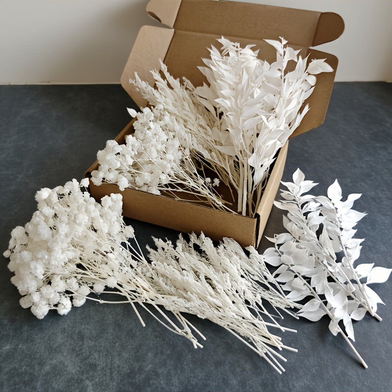 TEMU 1 Boîte de Fleurs Artificielles Gypsophile Blanche en Gros - 3 Types Réalistes pour Décoration de Maison, Mariage Boho, Remplissage de Vase avec
