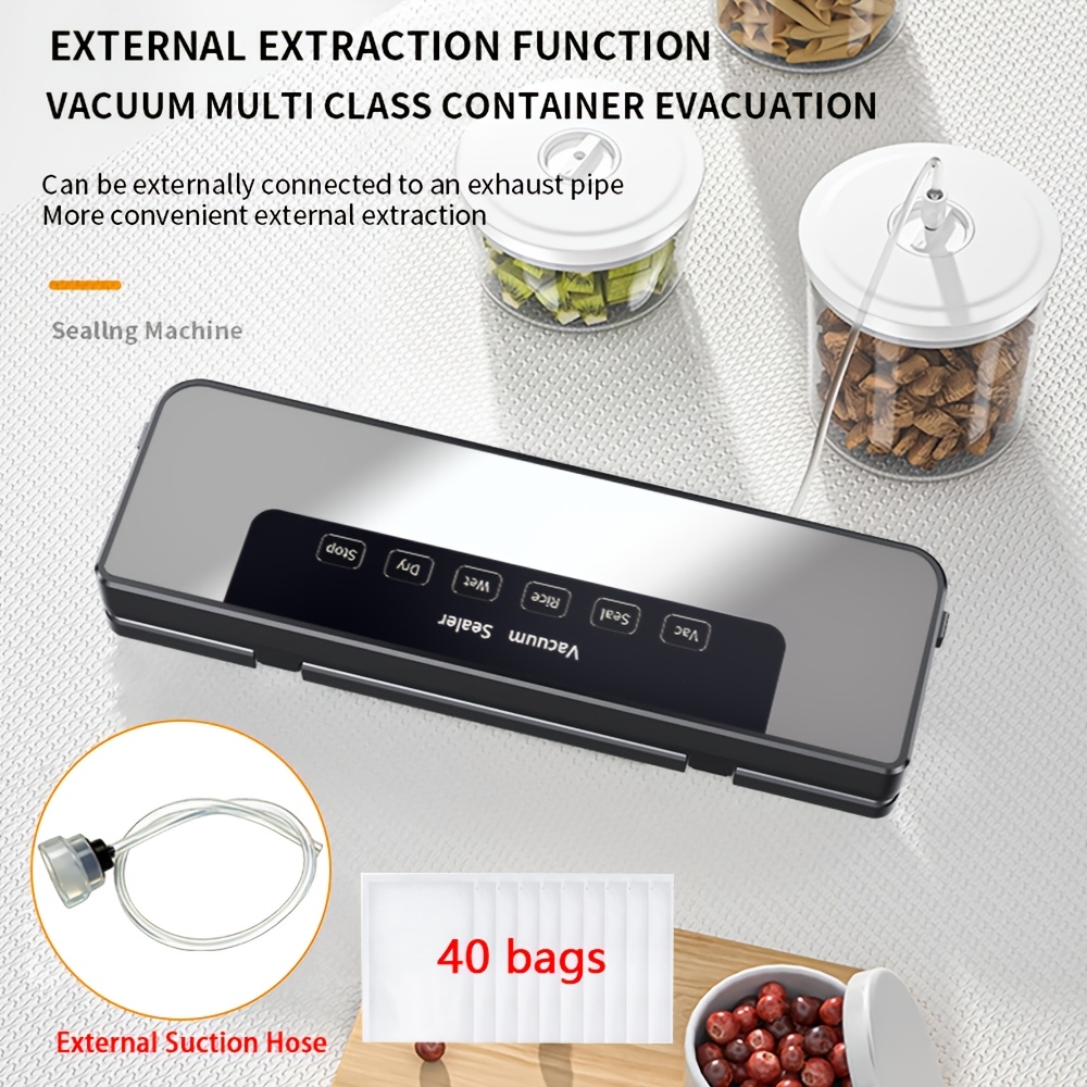 TEMU Commercial/household 65kpa For Food Vacuum Sealing Machine, With 40 Free Bags, Wet And Dry Mode, 6-in-1 Sealing Machine, Suitable For Food