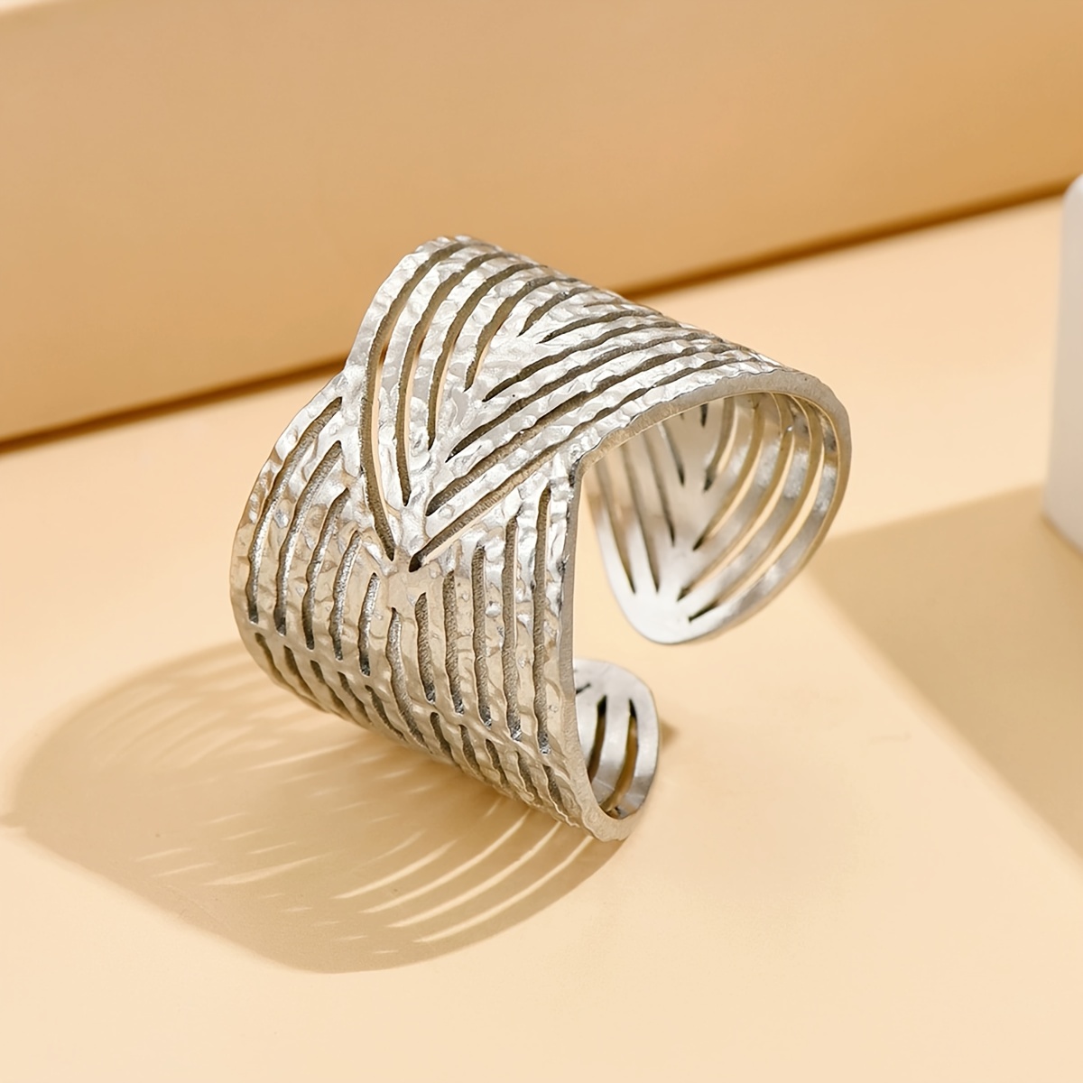 TEMU An Elegant Vintage Stackable Adjustable , 304 Stainless Steel Jewelry For Women - Versatile Gift For Daily Wear, Vacation, Parties & More