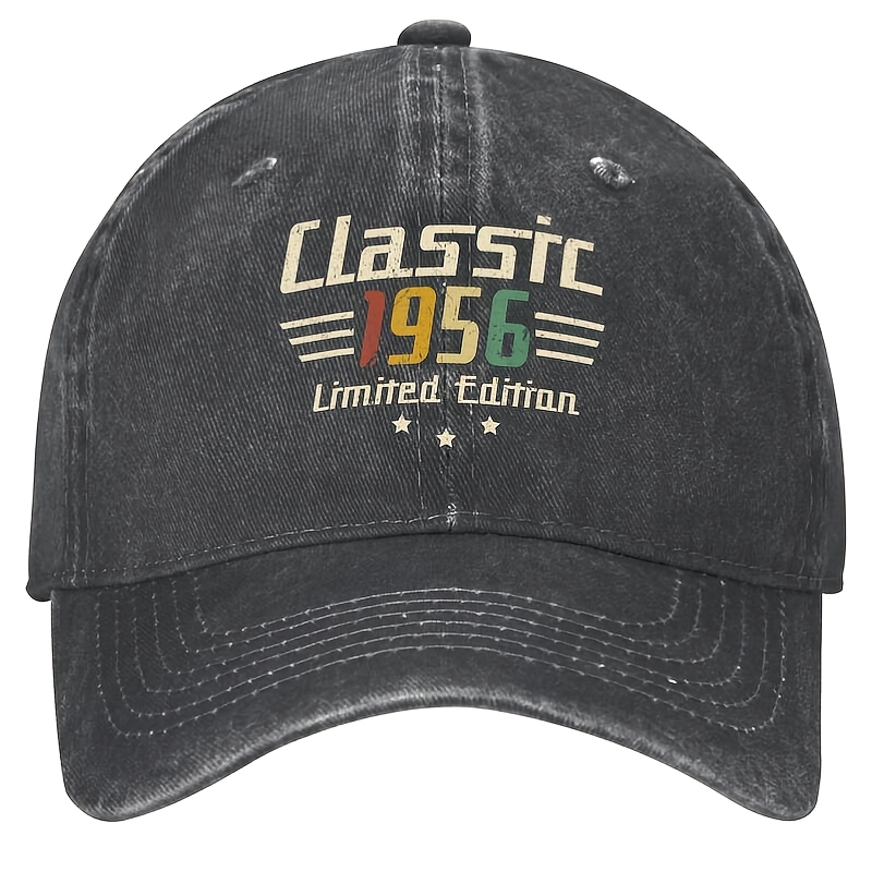 TEMU Men's 70th Birthday Cap - Vintage 1956 Washed Baseball Hat With "177.8cm Number, Suitable For 70 Year Olds, Lightweight Retro Gift For 70th