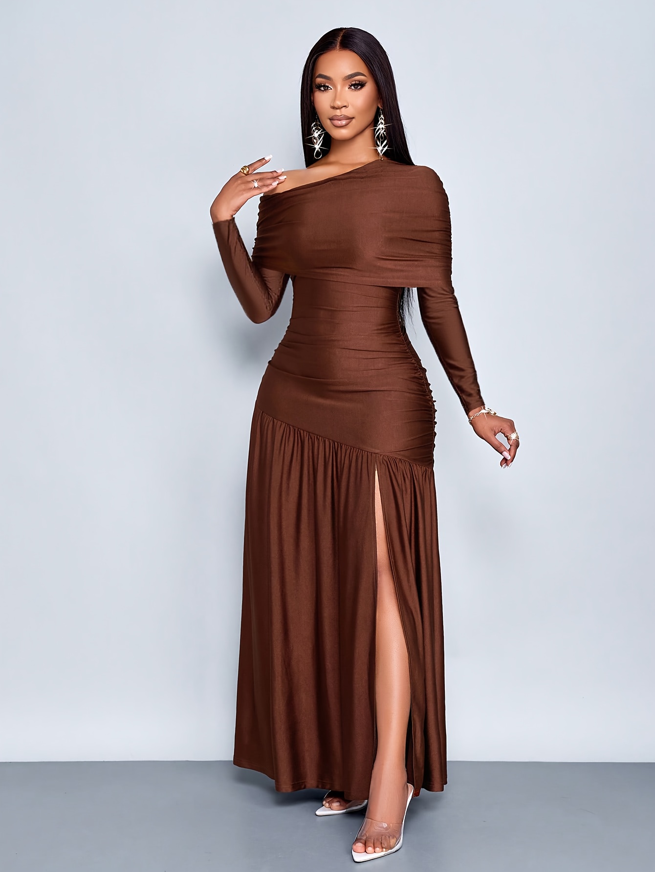 layered prom dress Zapaka Women Prom Dress Black Off The Shoulder Tiered A-Line Evening Dress, Dark Blue / US24W main image 0