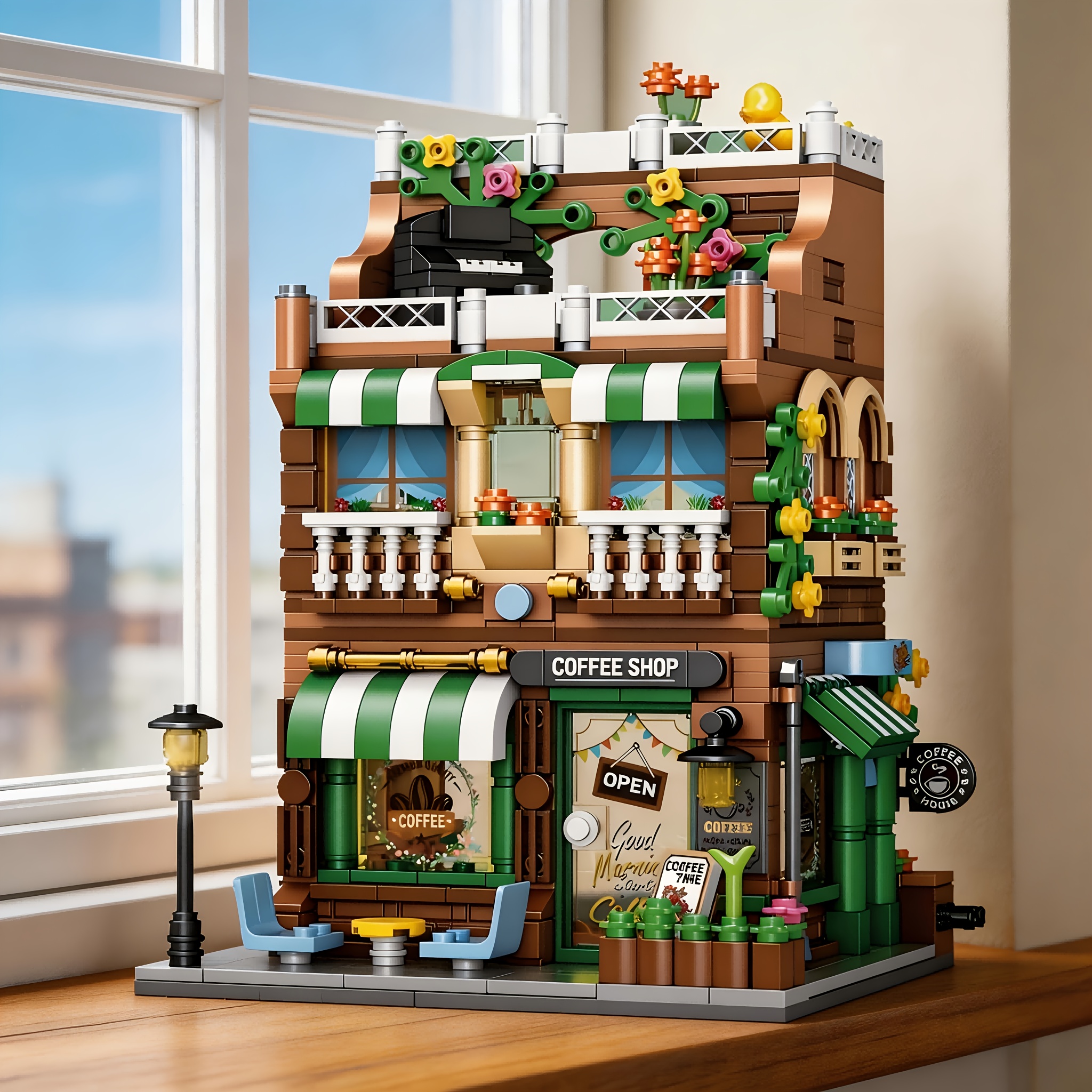 item picture coffee shop   shop building block toys three dimensional assembly toys high quality abs material suitable for birthday gifts holiday gifts without box