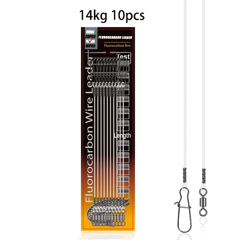 10/20pcs Pike Fluorocarbon Leader Line, 9-36kg Clear Carbon Fiber Leader With Swivel Snap, Invisible Abrasion-resistant Fishing Leader Rig For Saltwater & Freshwater