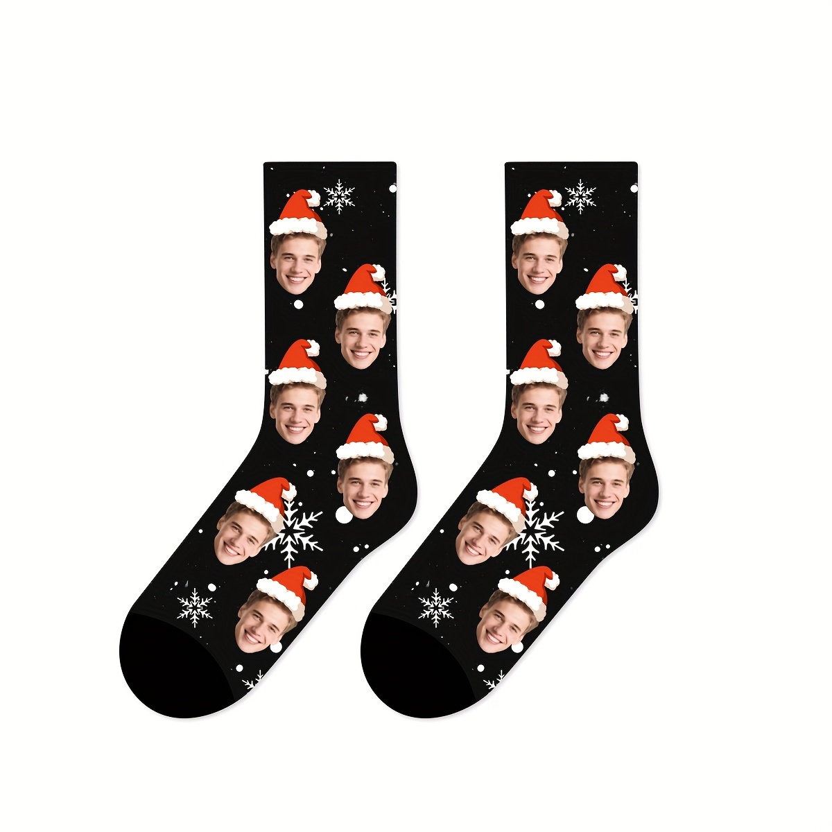 TEMU Chaussettes Personnalisées avec Photo, Chaussettes Imprimées à Votre Visage, Cadeau d'Anniversaire, Cadeau pour des Mères ou des Pères,