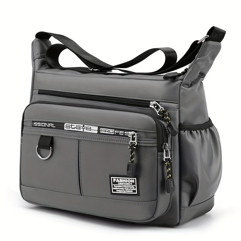 Document Bag - Neutral Square Bag For Men And Women, Single Shoulder Bag, Crossbody Bag, Multi-pocket, Casual, Commuter, Messenger Bag [zipper , Random Embroidered Letters]