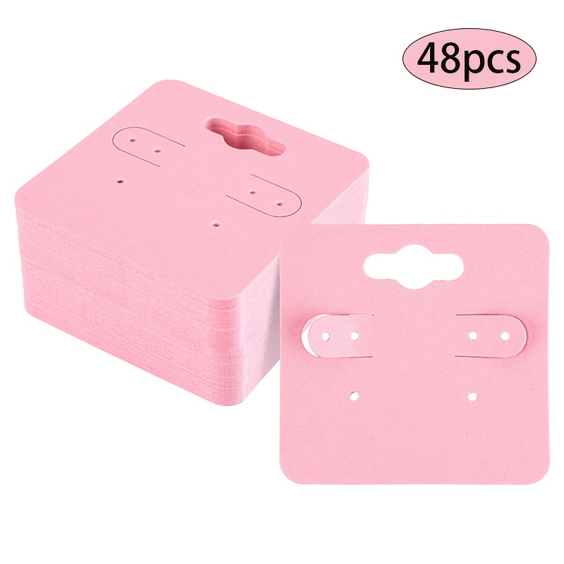 TEMU 48pcs Earring Cards, 5cm Pink Earring Display Clips. Blank Paper Stud Earring Cards With 6 Holes For, Jewelry Diy Crafts
