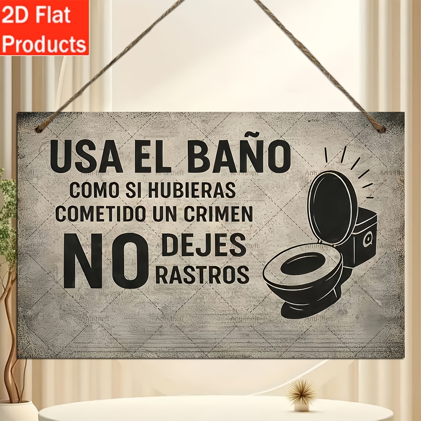 TEMU 2Dflat-1pc Pintura de Madera Retro con Eslogan en Español, Pintura Decorativa de Madera con de Inodoro, Adecuada para Baño, Mejora el Retro