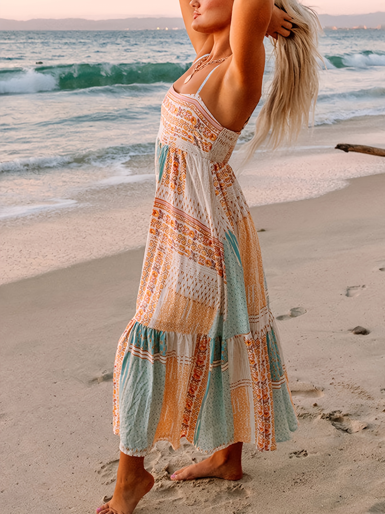 womens elegant maxi maxi dress puff sleeve fringe hem Temu Sweden