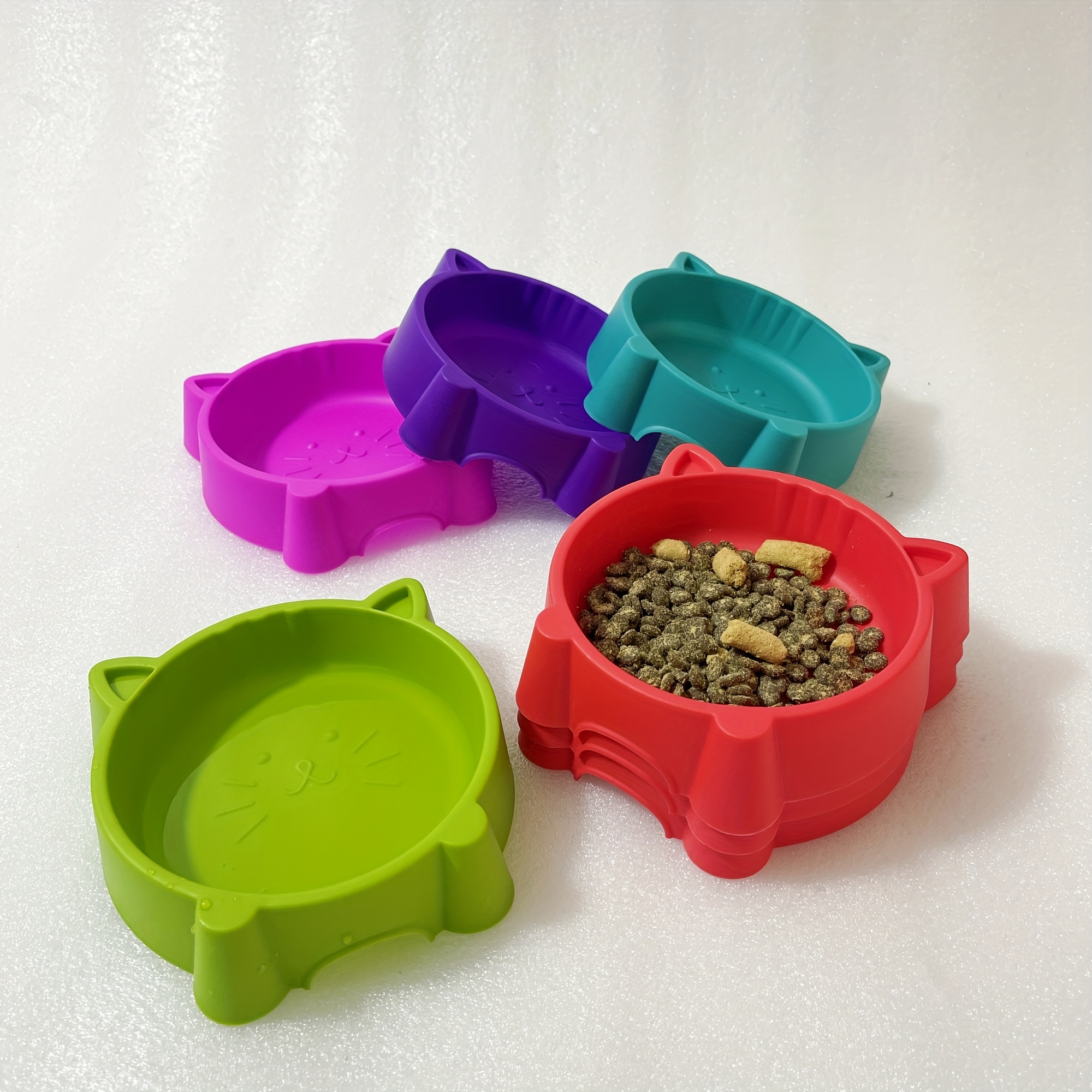 

6pcs Cat Bowls, Plastic Pet Feeding Dishes,