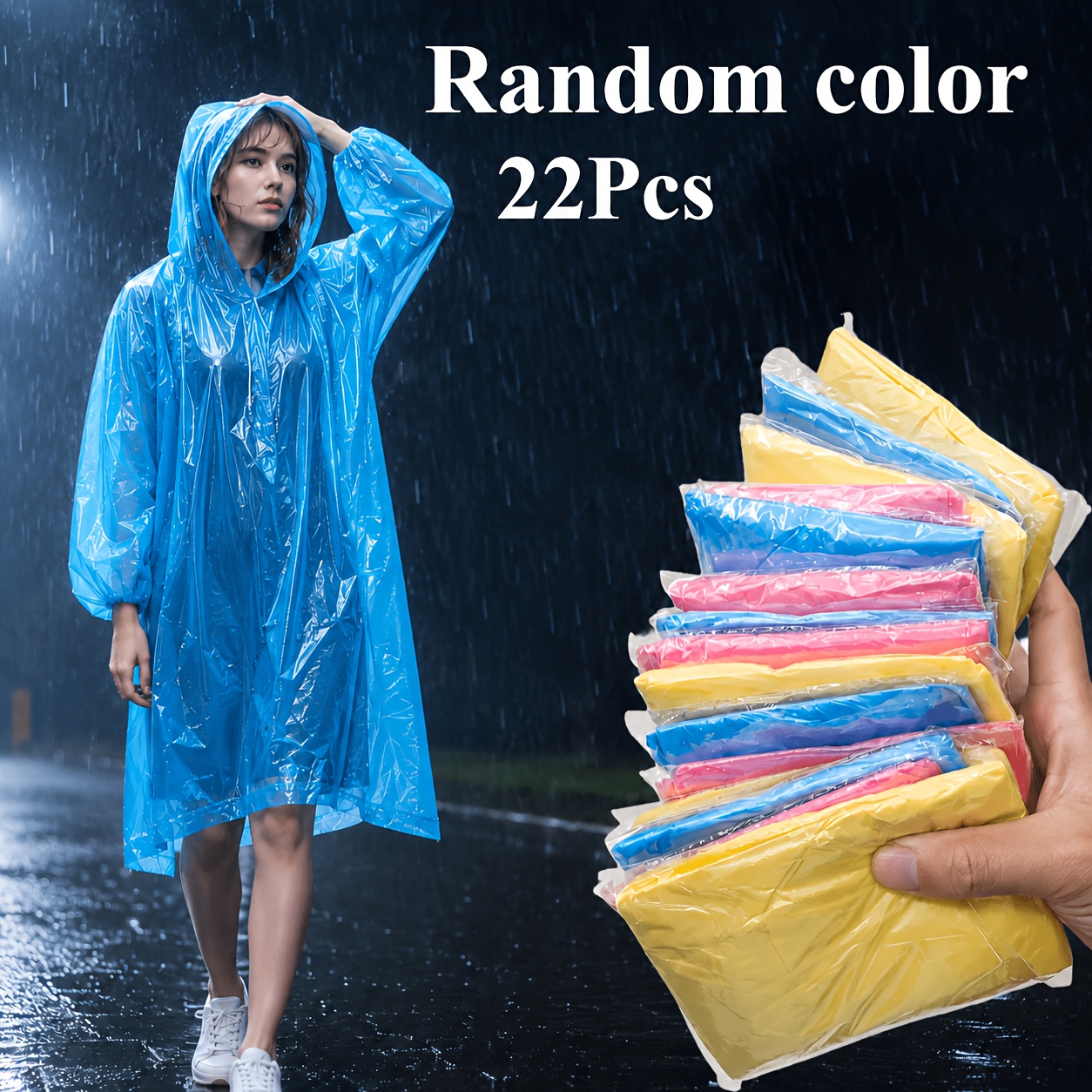 TEMU [lightweight Foldable Raincoats] 22pcs Disposable Transparent Raincoats, Lightweight And Foldable Pvc Material, Breathable And Waterproof,