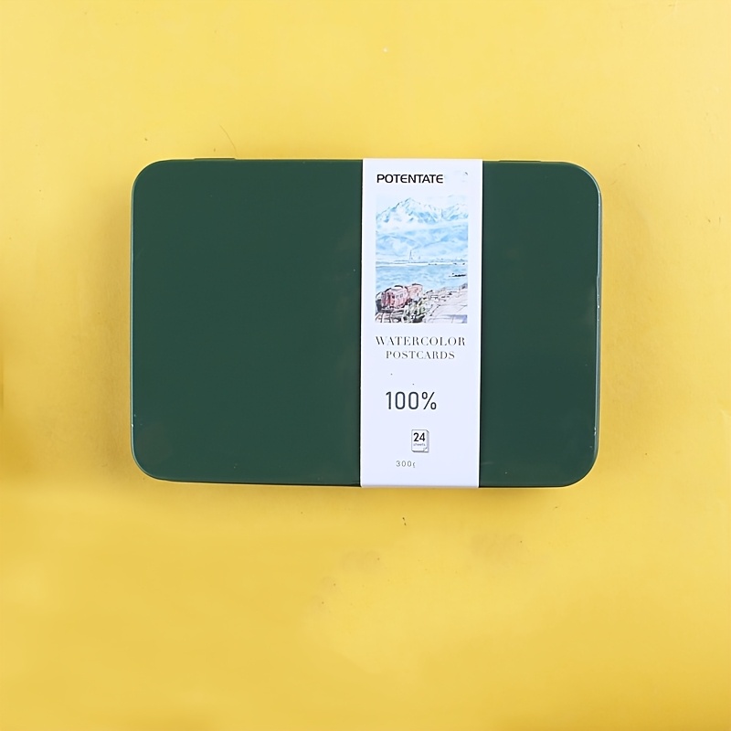 TEMU Postcard Watercolor Paper, Portable Postcard Tin Box With 24pcs