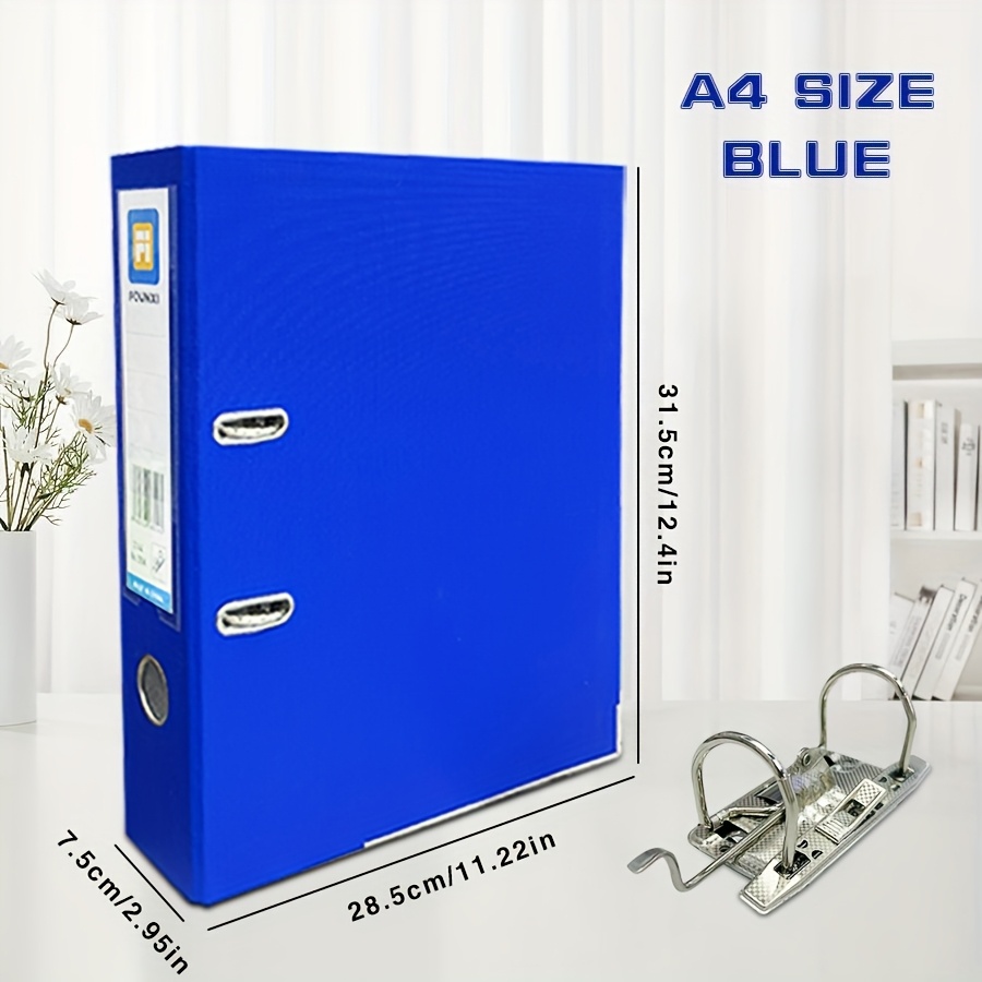 TEMU 1pc A4/fc Size Lever Arch File Binder, 3 Inch Heavy Duty 2-hole Document Organizer, Durable Metal Clip Folder With Strap For School, Office &