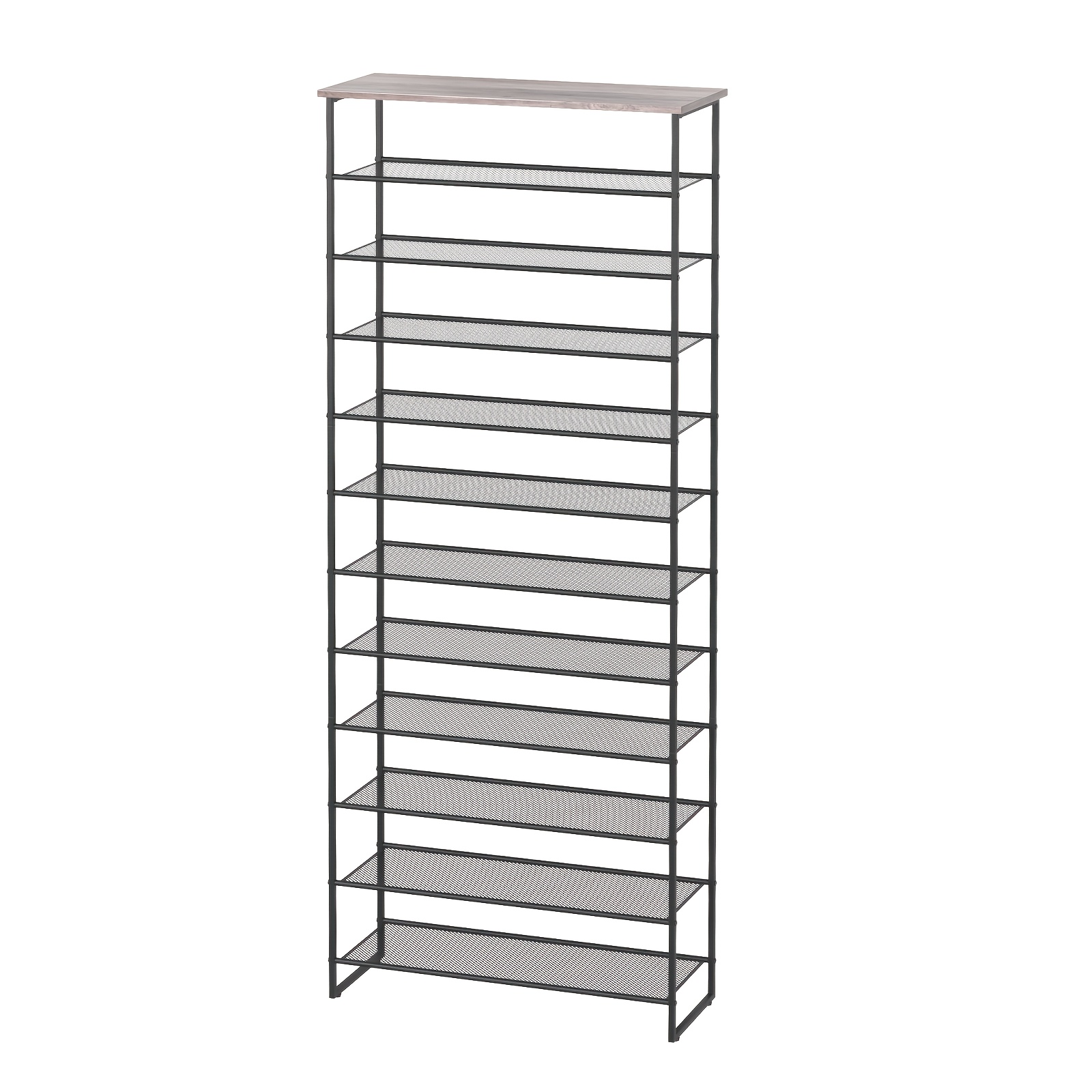 Shoe Rack, Large Capacity 12-tier Shoe Storage Organizer, Tall Shoe Shelf Front Door Entrance, Metal Mesh, Closet, Rustic Brown And Black