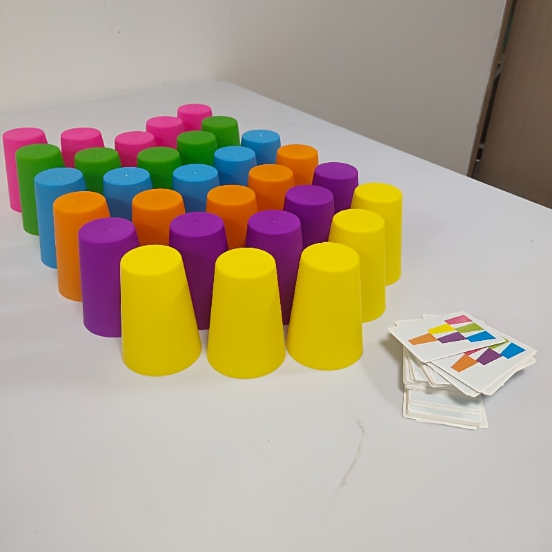 TEMU 30pcs Cup Set, Multi-player Indoor Outdoor Game Suitable For Boys And Girls, Sensory Learning Toy Cultivating Hand-eye Coordination And Color