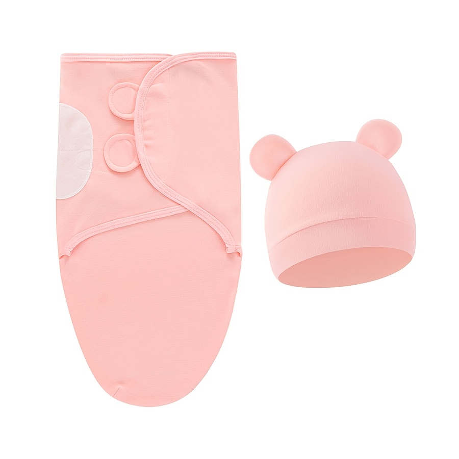 2pcs Baby Swaddle Set with Hat, Soft And Cute Baby Swaddle Blanket, Suitable for 0-6 Months, Easy Wrap Swaddle, Baby Wrap Blanket, Christmas, Halloween, Thanksgiving, Easter Gift
