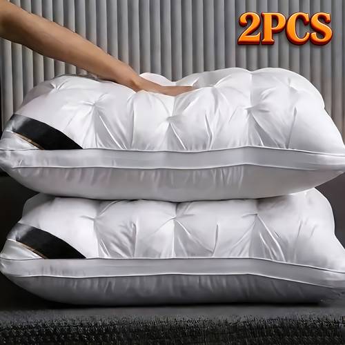 pack of 2 luxurious bed quality neck support pillow moisture wicking and breathable home bedding pillows relaxing sleep ideal for using for home rv bedrooms white