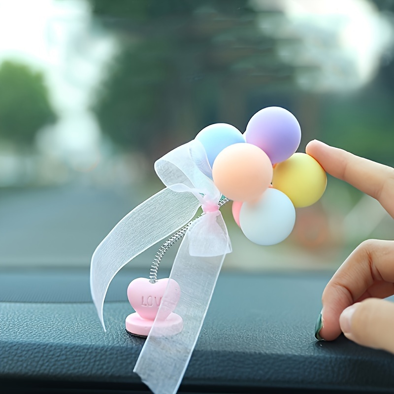 TEMU Love Balloon Shaking Head Car Ornament, Creative Balloon, Spring Dashboard Center Console Decoration, Non-electric, Wireless, For Car Interior Decor