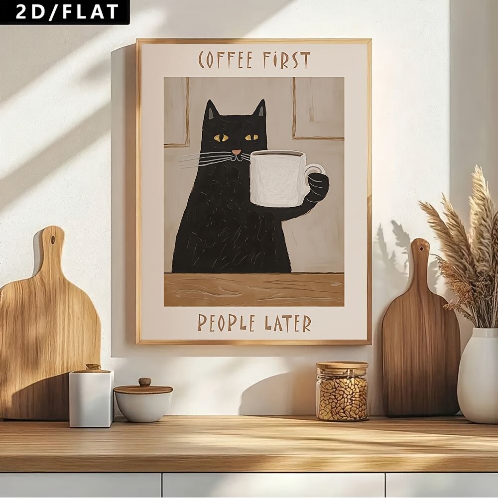 TEMU 2d Flat, 1pc Modern Minimalist Poster With " & People Later" Quote - Matte Canvas Wall Art Suitable For Coffee Shop, Kitchen Decor, Pre-stuck