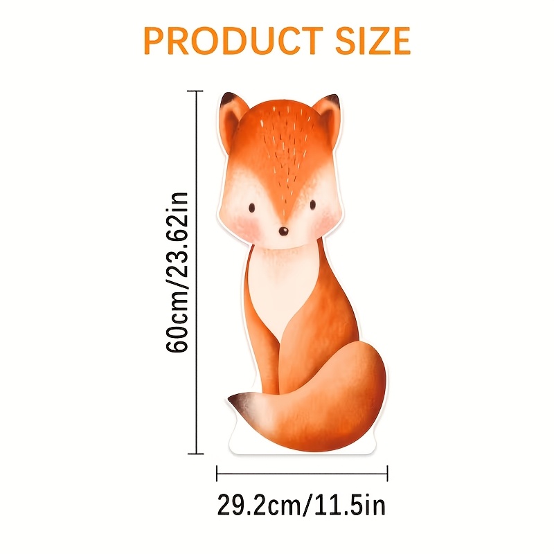 TEMU 1pc Forest Fox Standing Figure Ornament, Woodland Animal Party Supplies, 2d Flat Printed Fox Decoration, Suitable For Forest-themed Christening