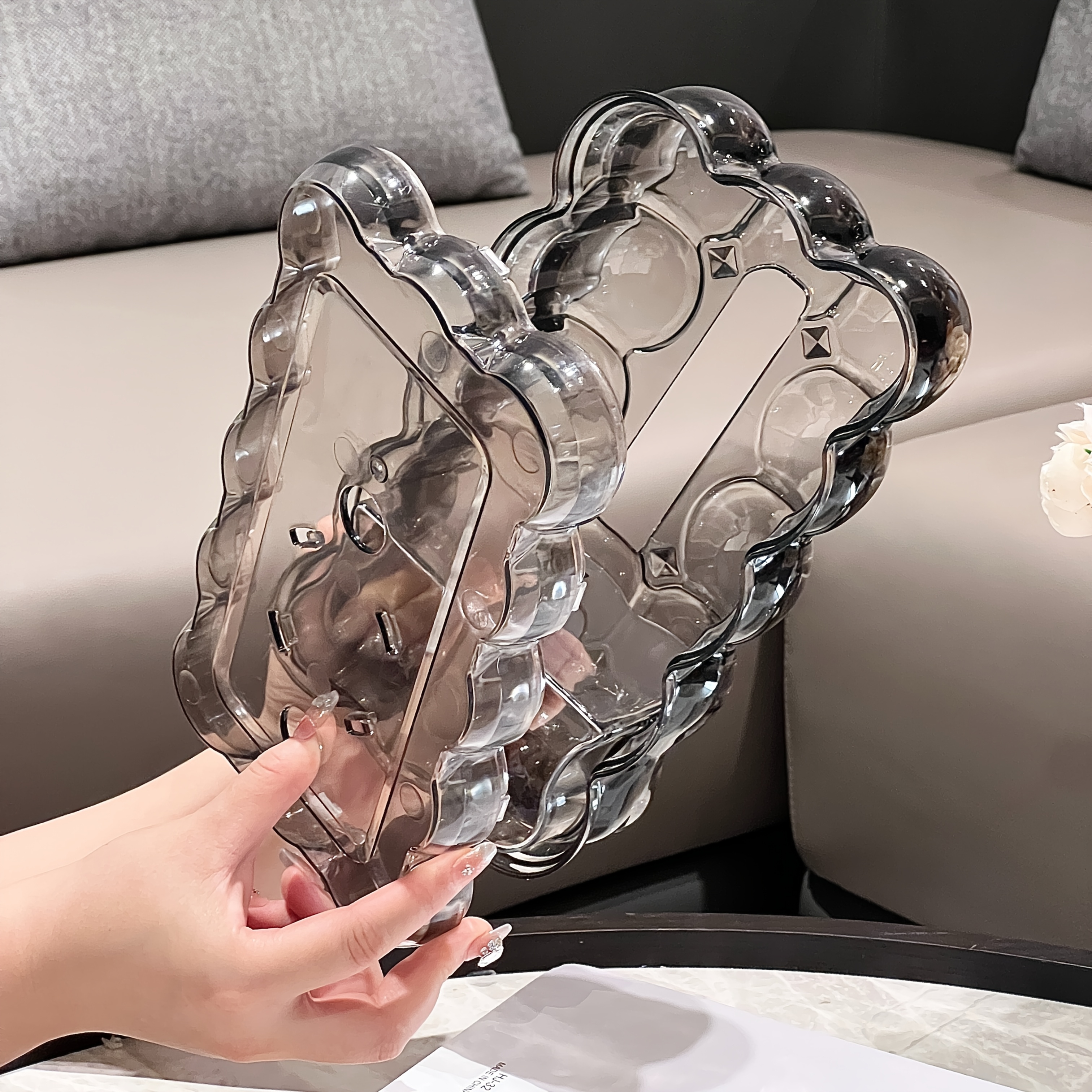 1pc elegant clear plastic tissue box holder with two storage compartments and rabbit accents cloud shaped home decor storage box for living room bedroom office kitchen and dining area storage and decor Product details 4