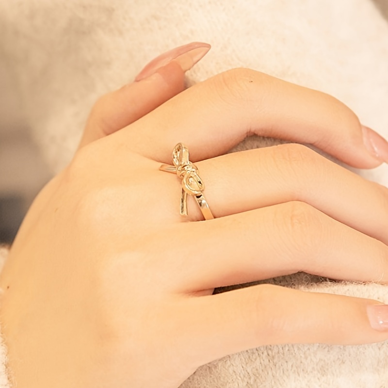 S925 Silver Bow Ring for Women, Romantic Jewelry