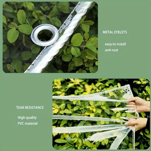 clear tarp with grommets transparent heavy duty waterproof tarpaulin cover with reinforced edge 20mil thickened tear resistant waterproof pvc vinyl tarp for patio camping greenhouse