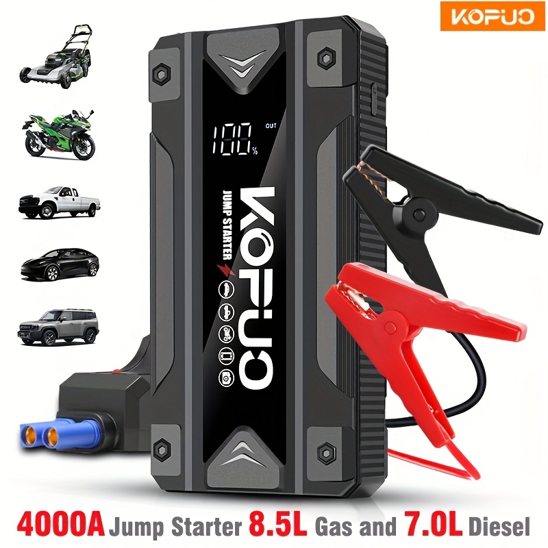 TEMU Kopuo Car Battery Jump Starter, 3000/ Car Pack For Up To 8.5l Gas And 7.0l Engines, 12v Portable Jump Box With Usb/power Bank/dual Output/led
