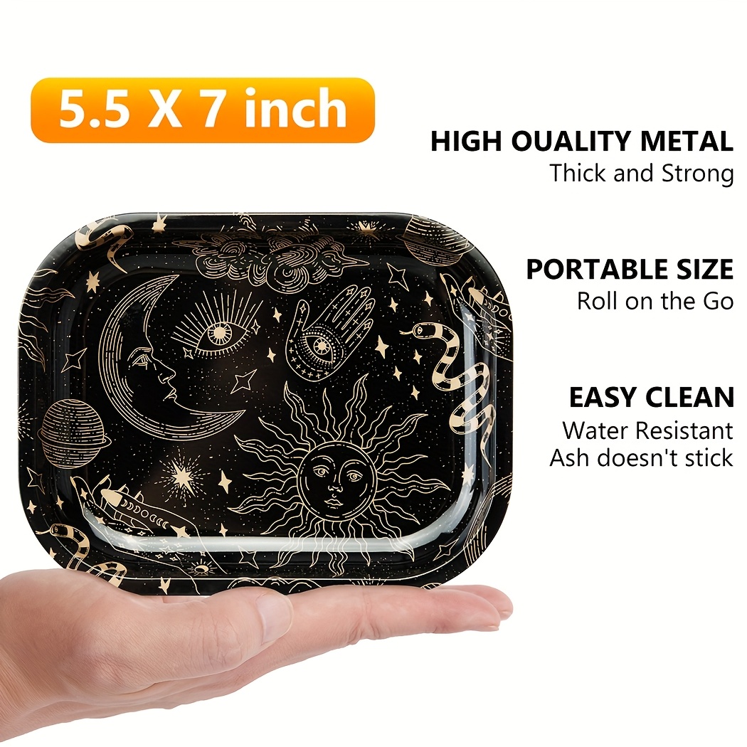 cigarette rolling tray with lid Metal Tobacco Magnetic Lid, Single Sided, Large (7.4 x 11.3 inch) This sturdy metal tray has a cool zombie skull design cigarette rolling tray storage space