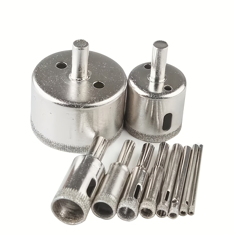 10pcs Diamond-coated Tile Drill Bit Set - Perfect For Marble, Glass, Ceramic & Porcelain - Durable Cutter Kit For Power Tools