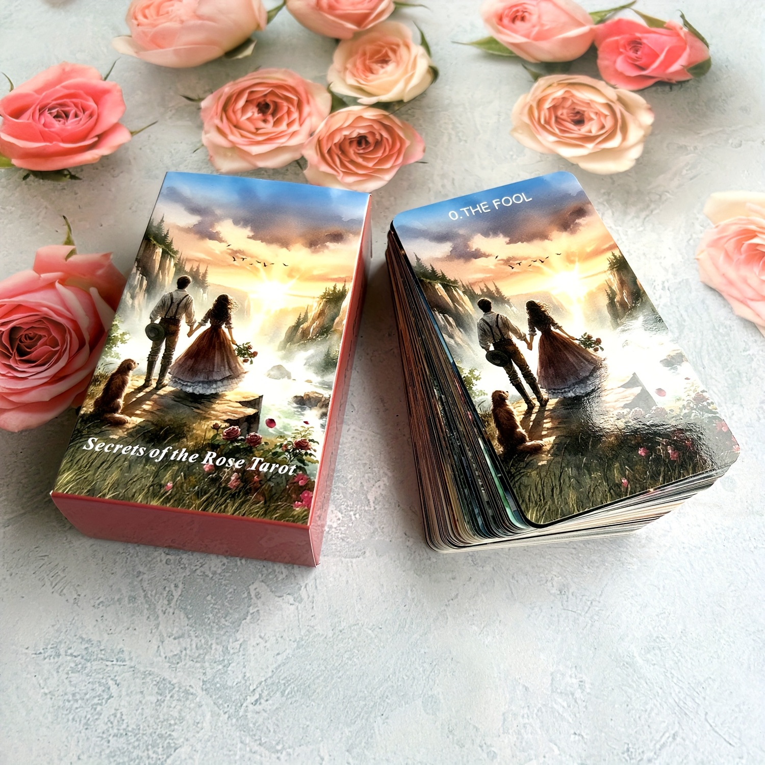 English Cards, Classic Deck, 78 Cards, Rose-themed Illustrations, Card Size 4.72x2.76 Inches