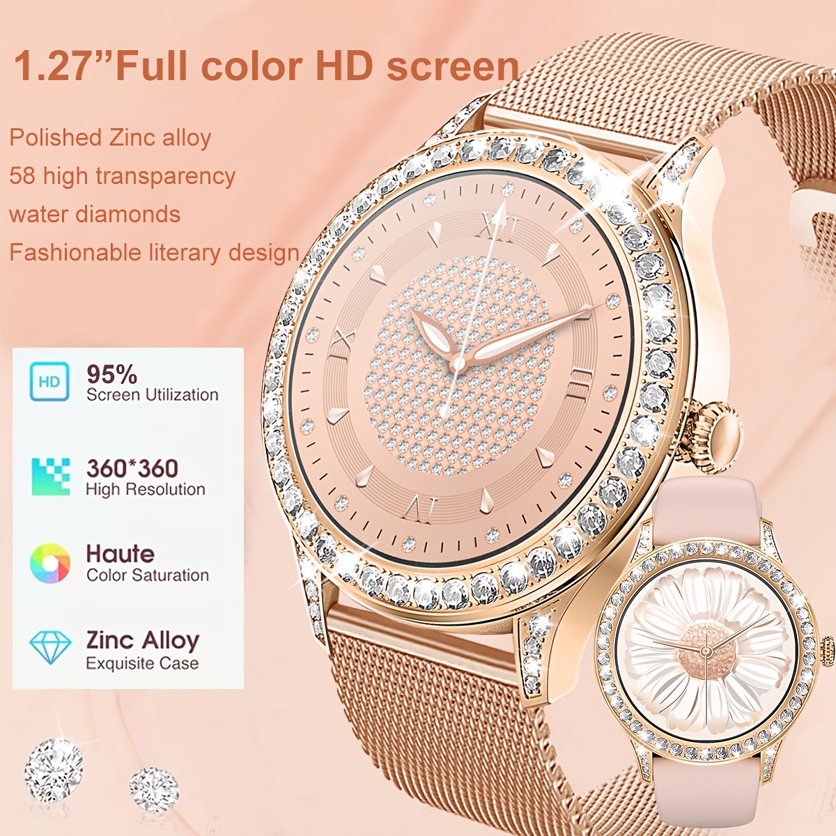 High-End Smart Watch for Women with Floral Dial