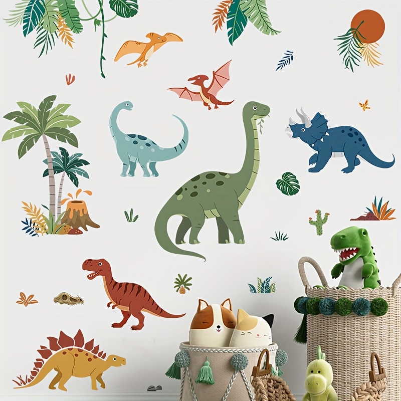 modern colorful dinosaur animal wall stickers self   peel stick pvc decals for living room bedroom bathroom dining hallway decor dinosaur room decor