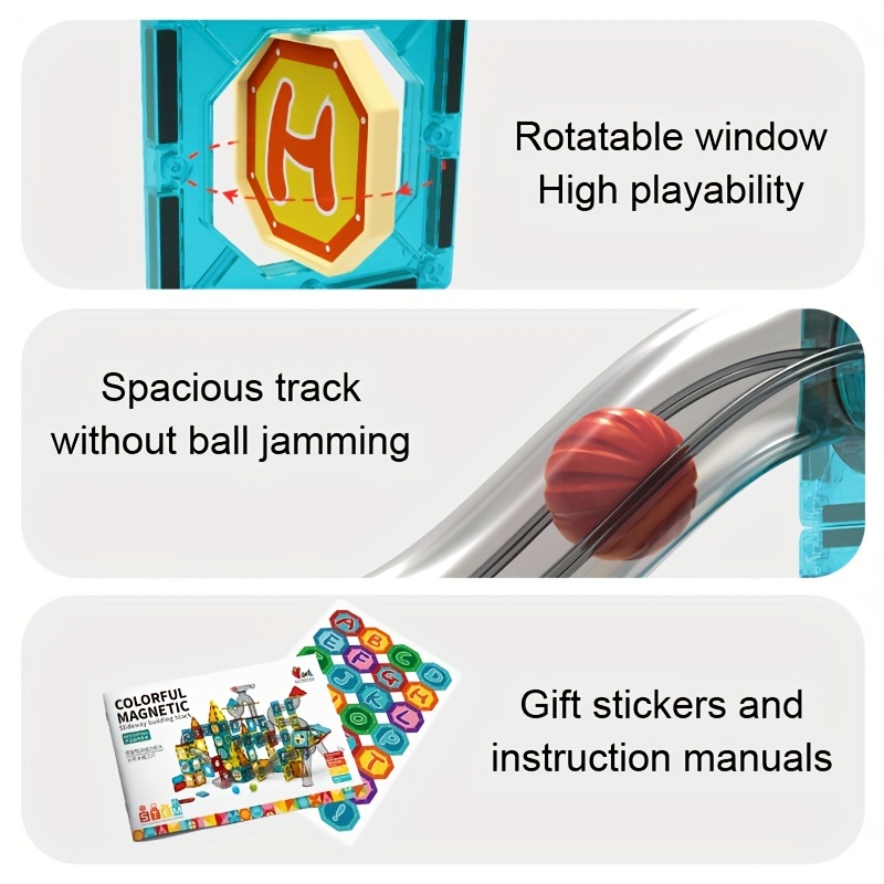 182pcs Track Magnetic Building Block Set Made Of ABS Safety Material Transparent Magnetic Building Blocks Suitable For Children Aged 3-8 Sensory Education Toys For Children Birthday Christmas Gifts