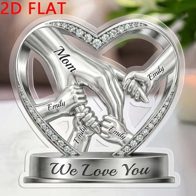TEMU [2d Flat] [2d Flat] Custom Acrylic Hand-in-hand Decorative Plaque - Mother's Day/birthday Personalized Gift For Mom, Grandma -