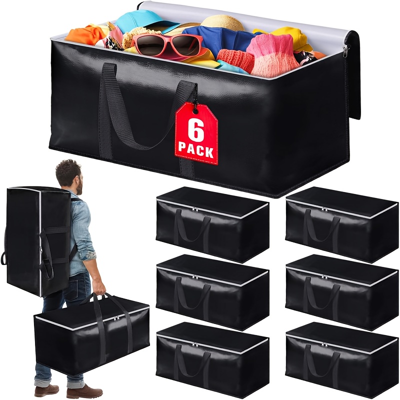 TEMU 8pcs Heavy-duty Moving Bags With Backpack Straps - Extra Large Storage Tote Bags, Sturdy Handles & Zipper Closure, Durable Plastic Moving Boxes