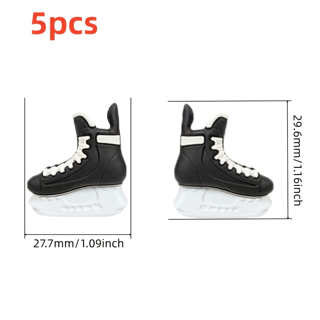 TEMU 5pcs Perles de concentration en silicone pour chaussures de hockey sur glace 3D, Design de chaussures de hockey sur glace - Artisanat créatif de