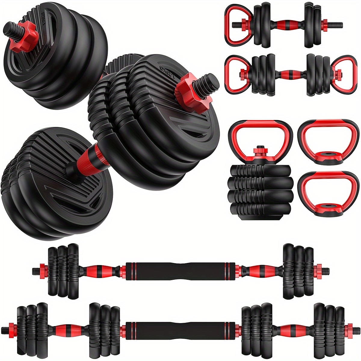 

Adjustable Dumbbell Set 20lbs/35lbs/55lb/70lbs/90lbs Free Weights Dumbbells, 4 In 1 Weight Set, Dumbbell, Barbell, Kettlebell, Push-up, Home Gym Fitness Workout Equipment For Men Women