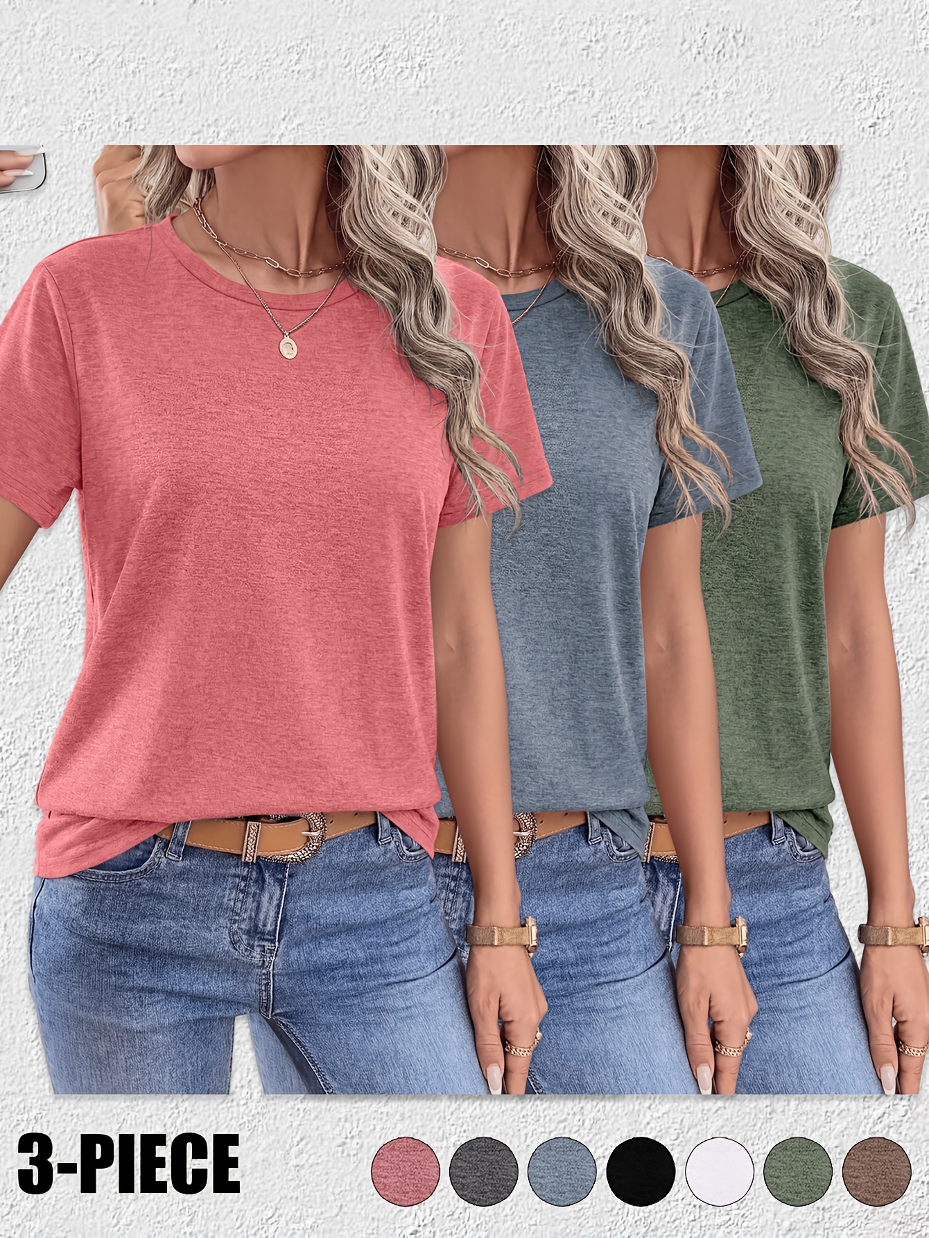   new summer womens simple round neck short sleeve t shirt casual comfortable breathable   top