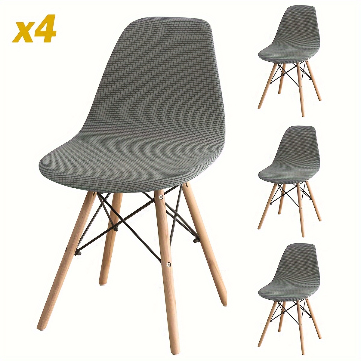 4/6pcs Stretch Corn Velvet Jacquard Dining Chair Shell Covers