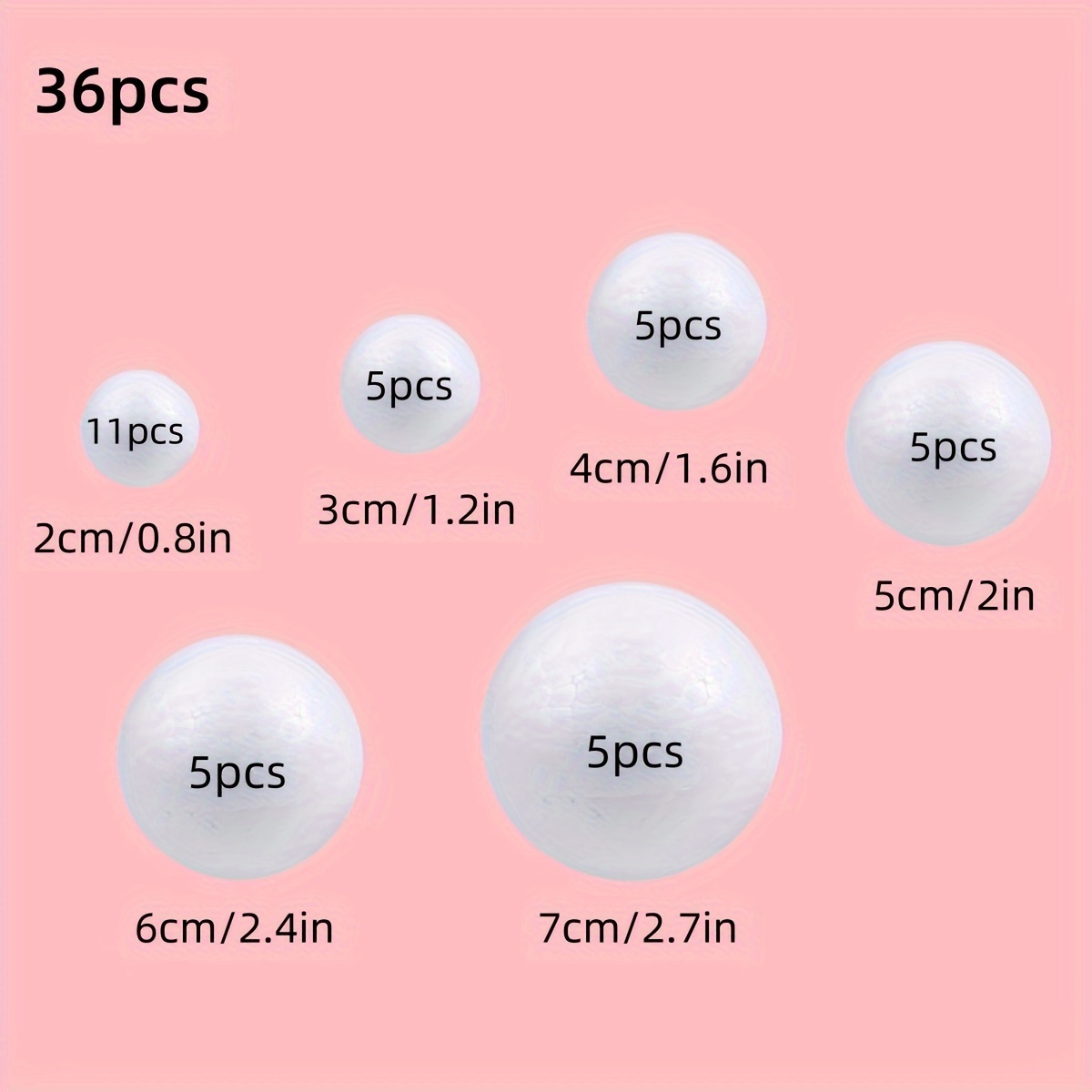 Craft Foam Balls Diameter 36pcs Pack, Smooth Polystyrene Foam Balls, For Decorating Art And Crafts, White