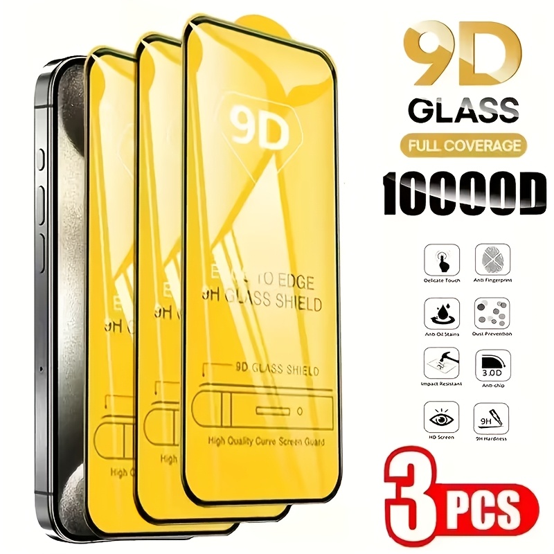 TEMU Pellicola in Vetro Temperato 3pz HD 9D, Adatta per iPhone 18 Pro Max/18 Pro/17 Pro Max/17 Air/17 Pro/17/16 Pro Max/16 Pro/16e/16/15 Pro Max/15